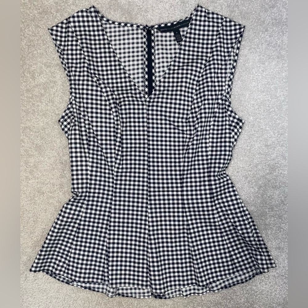 NWT WHBM Gingham Peplum Top